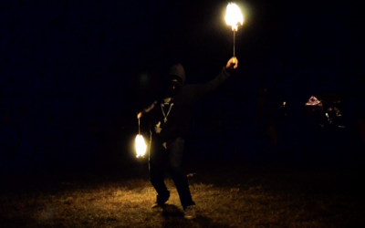 Fire Dancers perform for small group of campers
